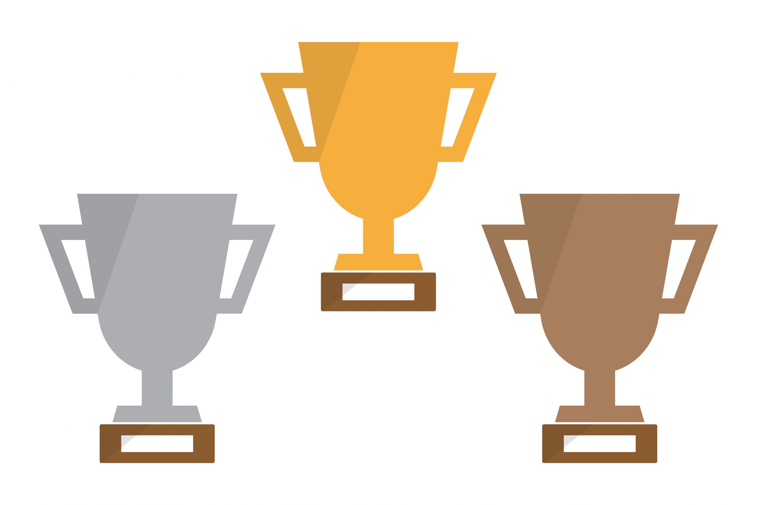 Gold, silver and bronze trophy set award ceremony. Photo: Illustr_monster